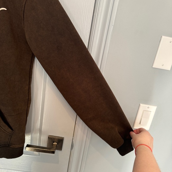 Lazypants Zip Up Hoodie Size M Dark Brown Acid Wash Y2K Skater Comfy Cozy Soft - Picture 5 of 11